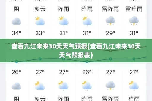 九江30天天气预报，从容规划每一天