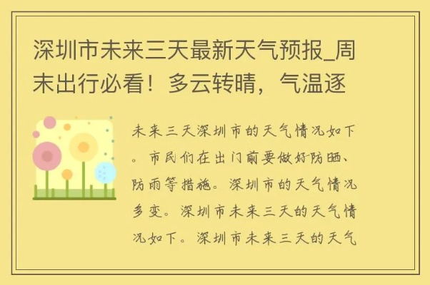 深圳天气预报一周7天，晴雨交替，出行需留意
